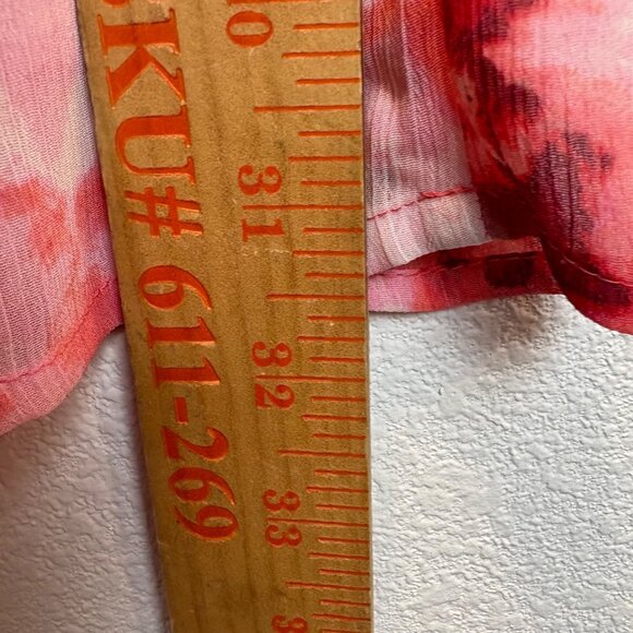 Roz & Ali Floral Ciffon Skirt Size 12 Pink Red Flowers Elastic Back Waist Zip - Picture 8 of 9